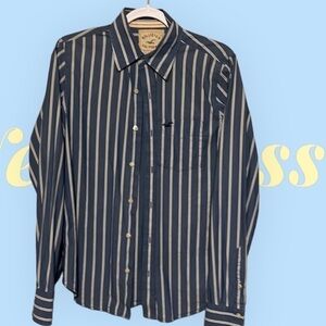 Hollister long sleeve shirt, denim blue/white stripe.,size sm